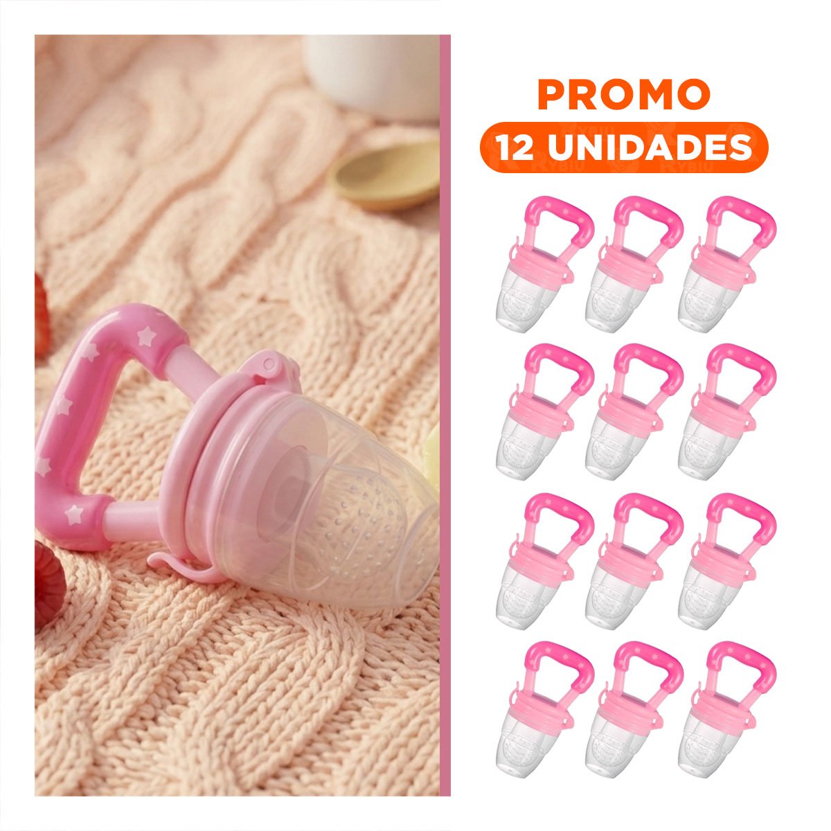 PACK12 BOQUILLA ALIMENTADORA EN COLOR ROSADO CON ESTRELLITAS DECORATIVAS Y+REGALO STICKER - 1