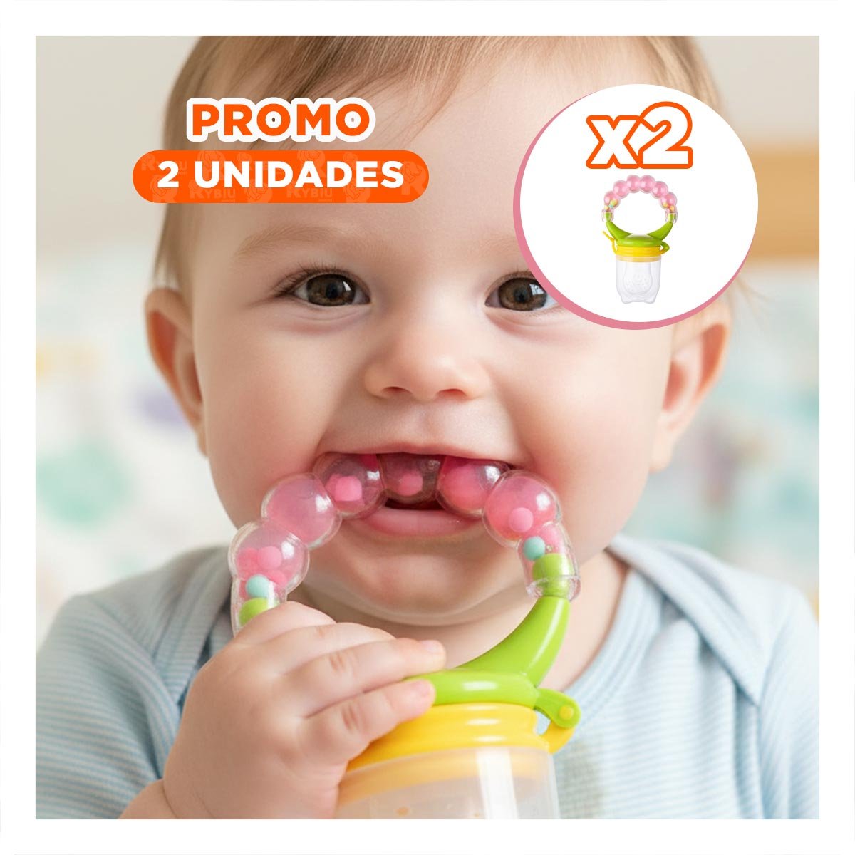 PACK2 BOQUILLA TIPO ALIMENTADOR INFANTIL EN COLOR ROSADO CON BOLITAS Y+REGALO STICKER - 1