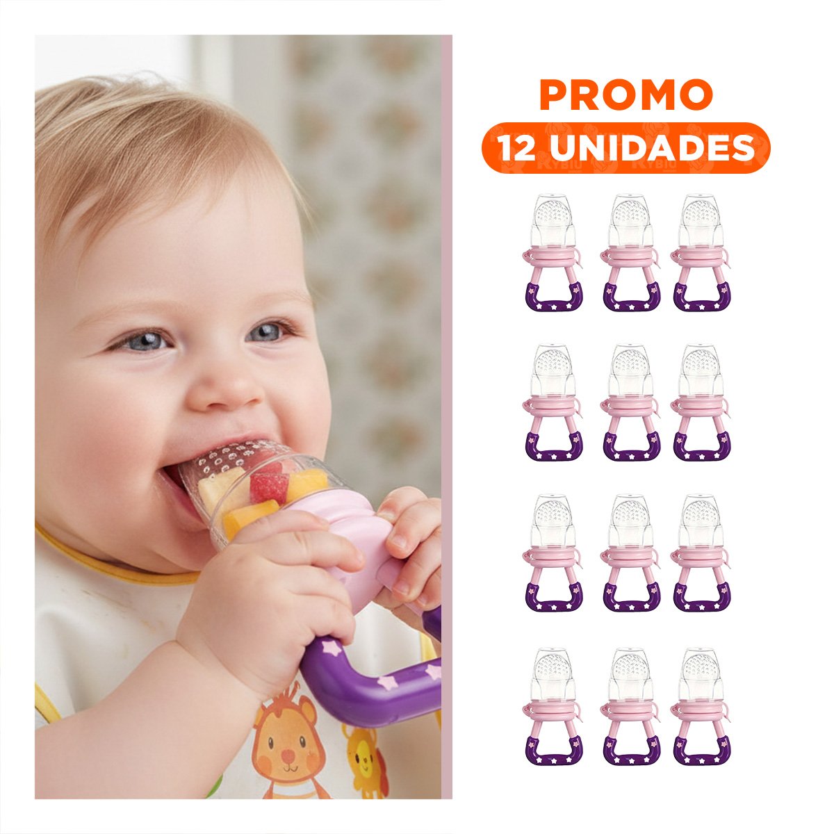 PACK12 BOQUILLA ALIMENTADORA EN COLOR MORADO CON ESTRELLITAS DECORATIVAS Y+REGALO STICKER - 1