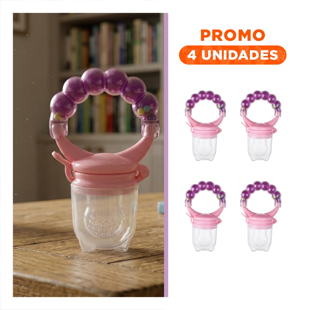 PACK4 SUCCIONADOR TIPO ALIMENTADOR INFANTIL EN COLOR MORADO CON BOLITAS Y+REGALO STICKER - 1