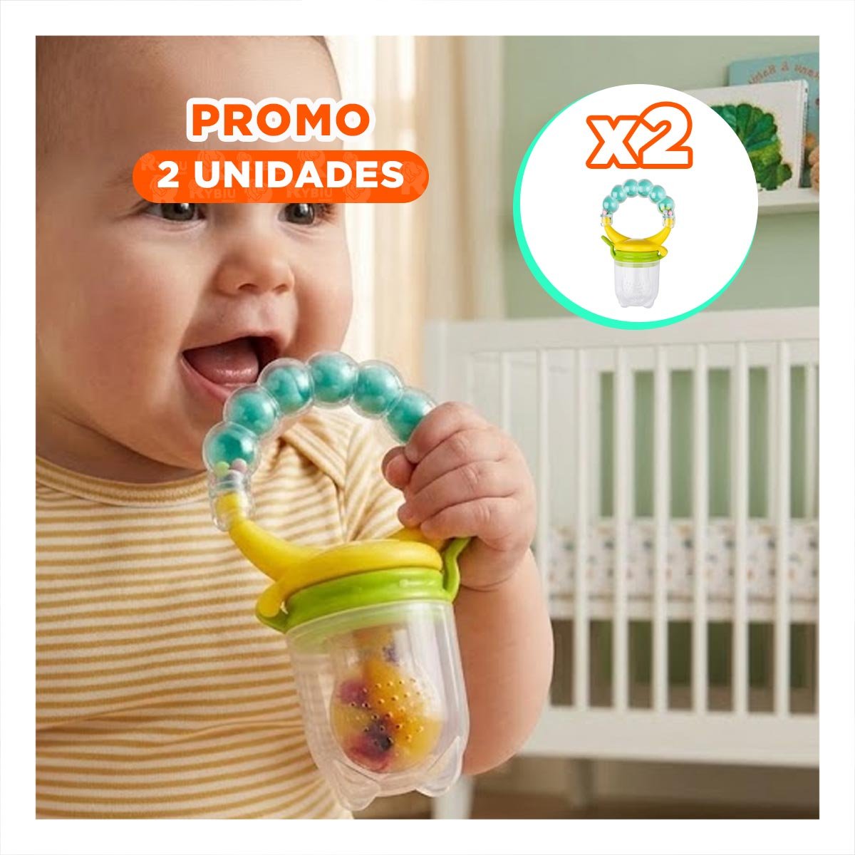 PACK2 BOQUILLA TIPO ALIMENTADOR INFANTIL EN COLOR VERDE AGUA CON BOLITAS Y+REGALO STICKER - 1