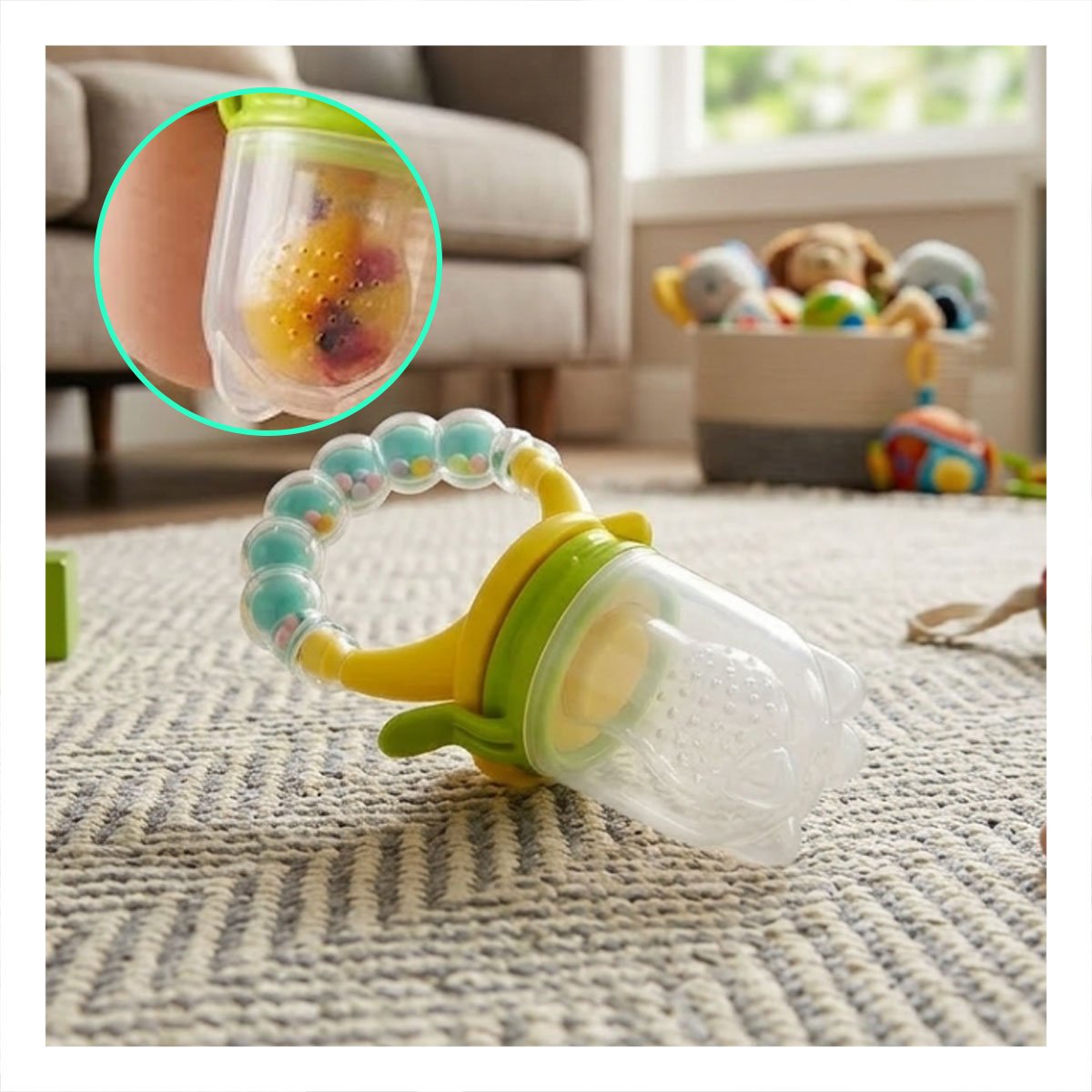 PACK2 CHUPON EN COLOR VERDE AGUA CON BOLITAS DE SILICONA EN FORMATO ALIMENTADOR PRACTICO - 5