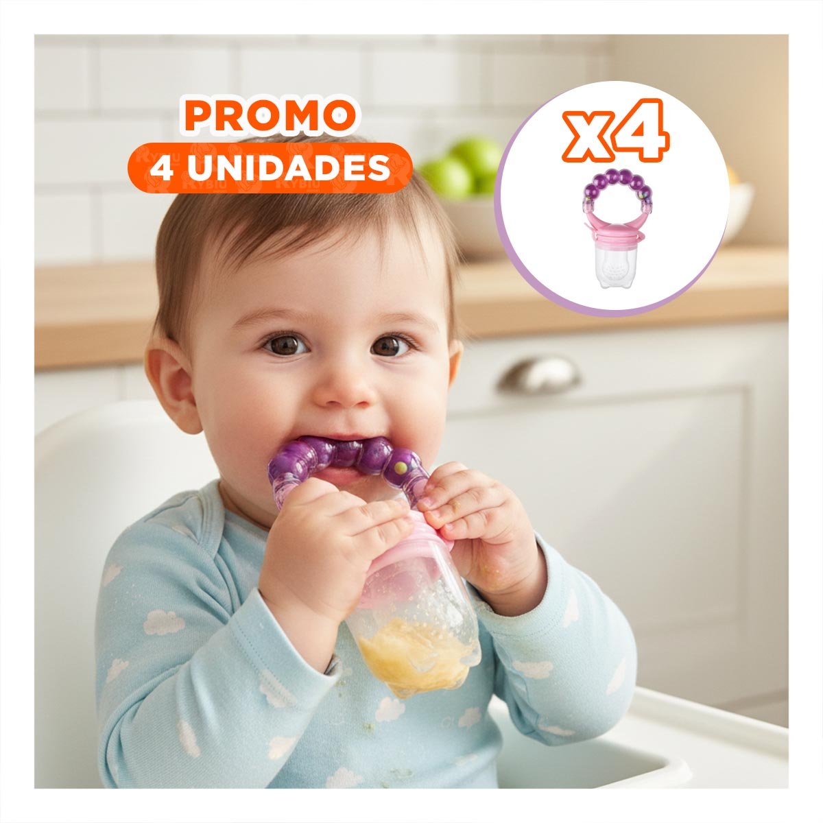 PACK4 CHUPON ALIMENTADOR CON BOLITAS DE SILICONA EN COLOR MORADO SUAVE - 1
