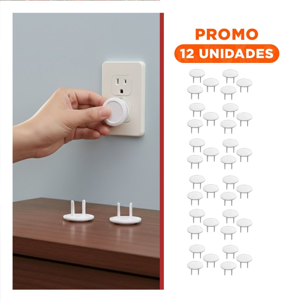 PACK12 TAPA EN FORMA CIRCULAR DE 3,3CM PARA ENCHUFE EN COLOR BLANCO Y+REGALO STICKER - 1
