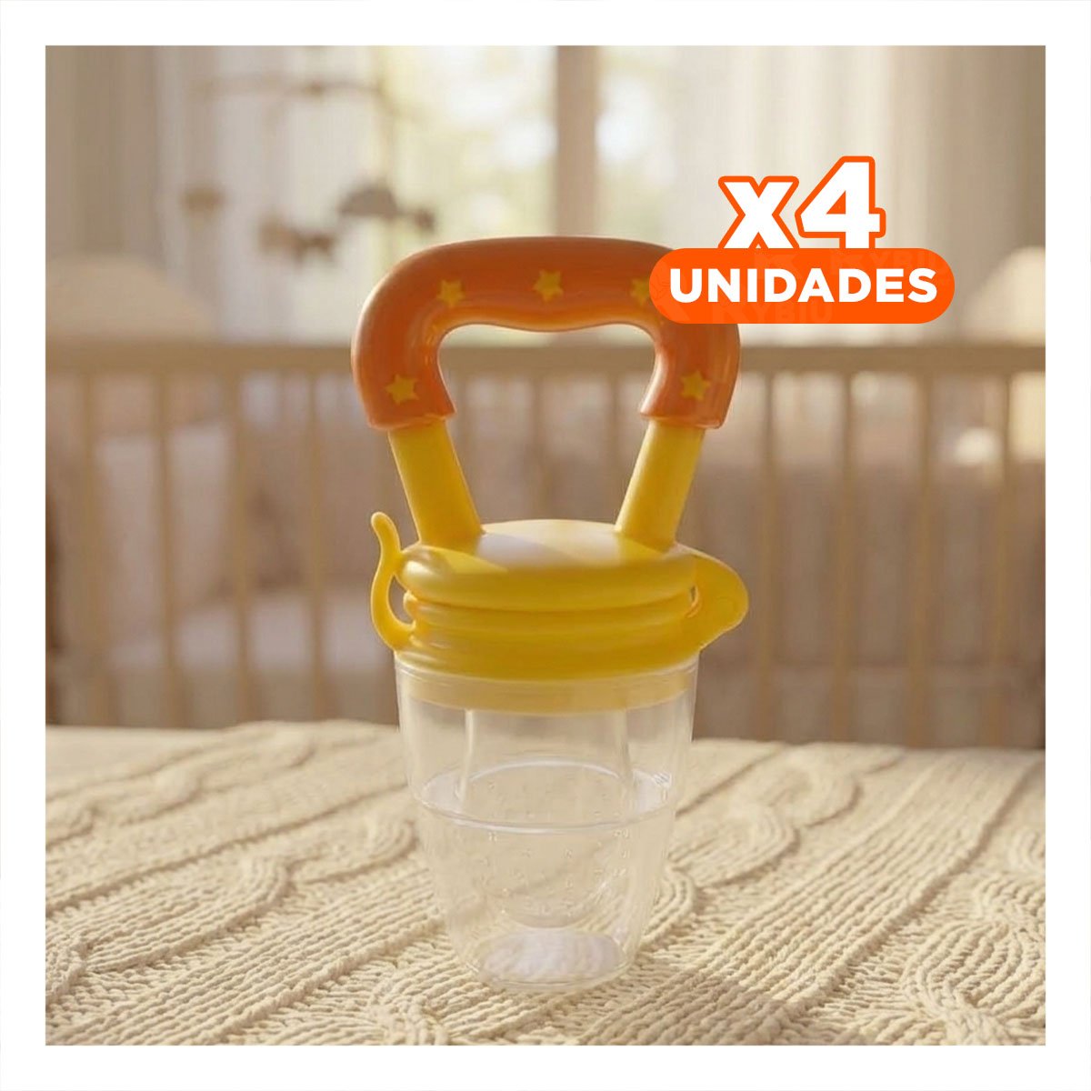 PACK4 CHUPON ALIMENTADOR CON ESTRELLITAS DE SILICONA EN COLOR NARANJA SUAVE - 1
