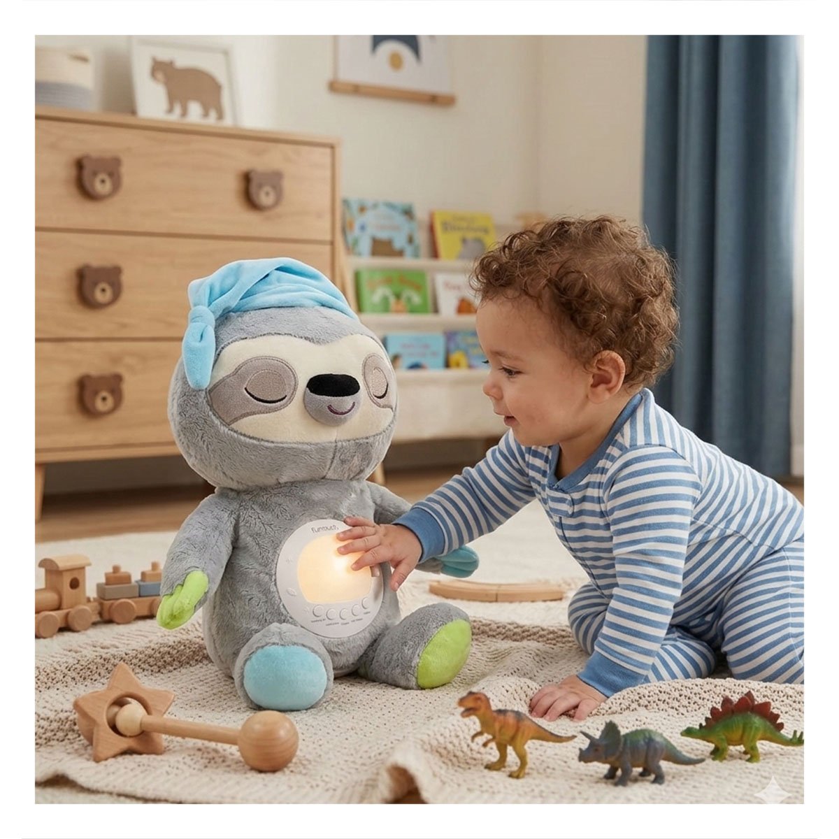 PACK4 FIGURA DE EN FORMA DE OSO PEREZOSO CON PROYECTOR NOCTURNO EN COLOR PLOMO Y+REGALO STICKER - 5