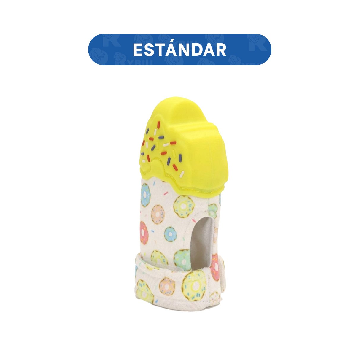 PACK12 MANOPLA EN COLOR AMARILLO TIPO FORMA DE DONA CON FUNCION MORDEDOR Y+PAPEL REGALO - 4