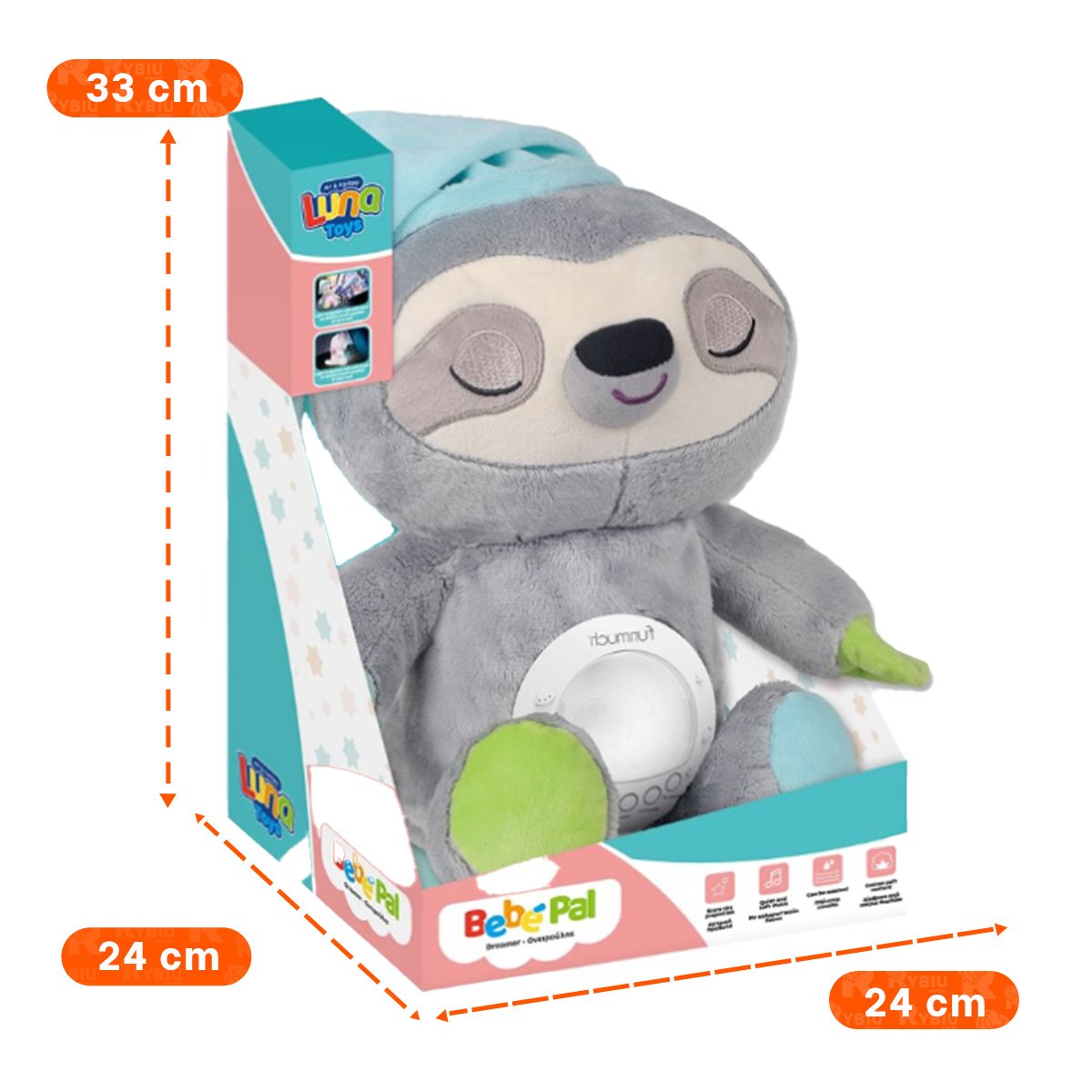 MUNECO EN FORMA DE OSO PEREZOSO EN COLOR PLOMO CON EFECTO DE PROYECTOR Y SONIDO Y+POST IT - 4