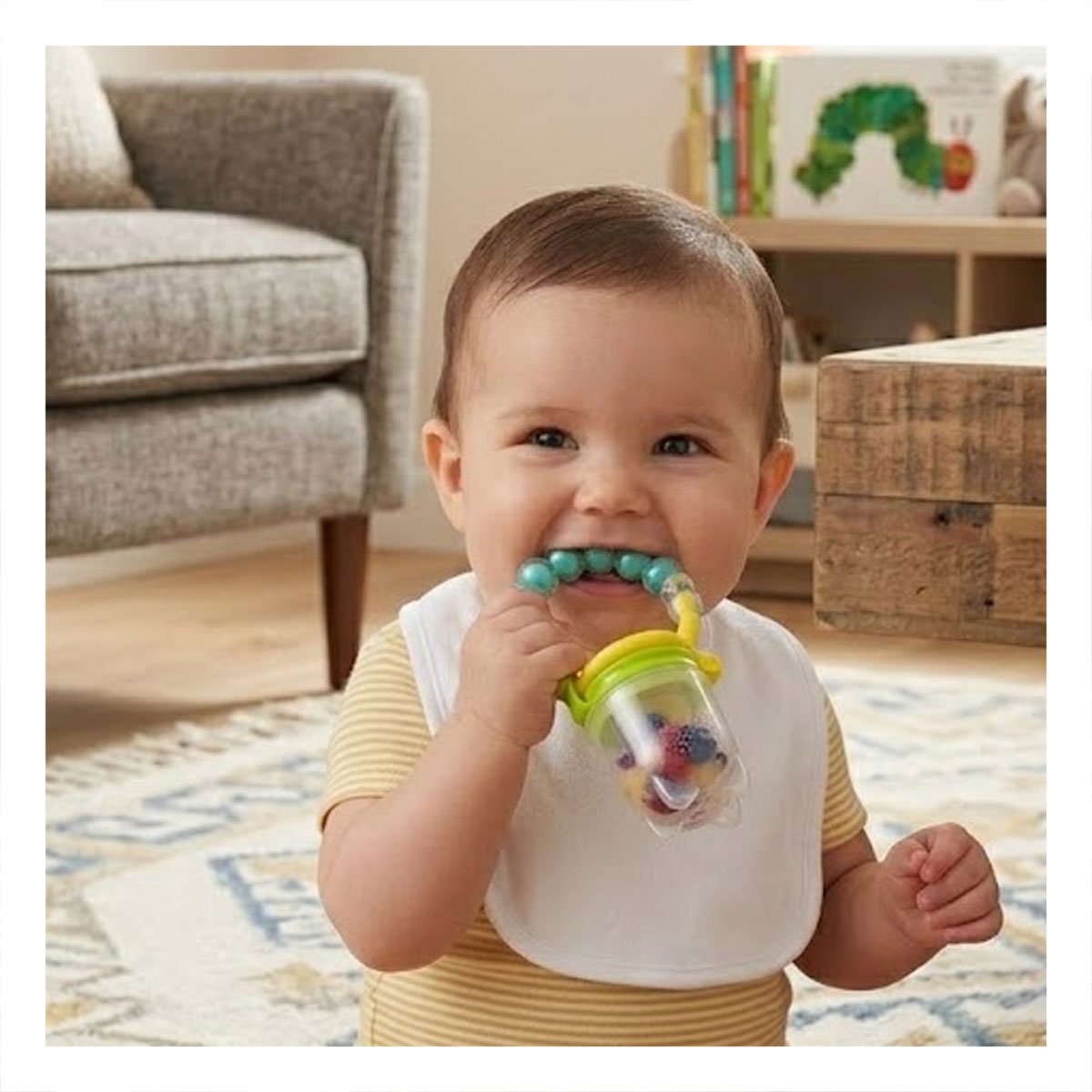 PACK2 CHUPON ALIMENTADOR INFANTIL EN COLOR VERDE AGUA CON SILICONA Y BOLITAS Y+PAPEL REGALO - 5