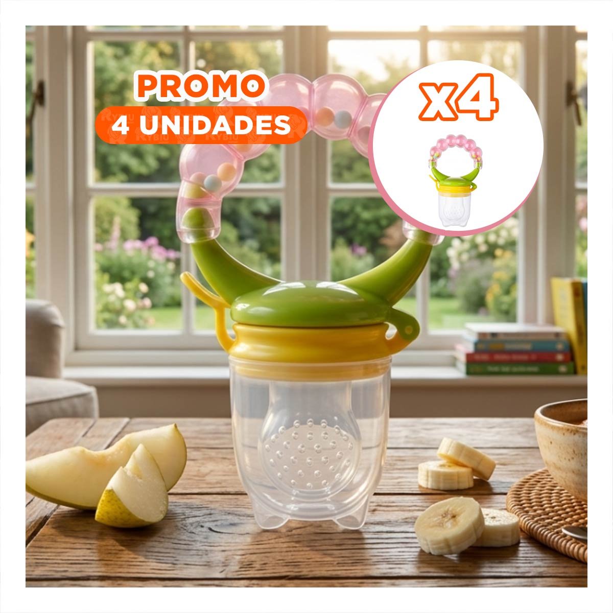 PACK4 CHUPON ALIMENTADOR CON BOLITAS DE SILICONA EN COLOR ROSADO SUAVE - 1