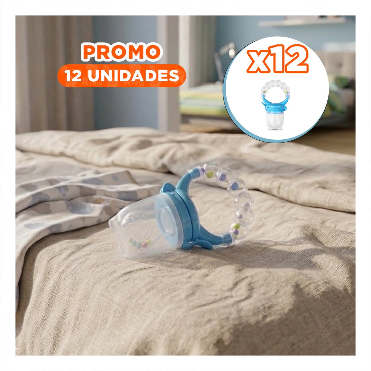 PACK12 CHUPON DE ALIMENTACION EN COLOR BLANCO CON BOLITAS ELABORADAS EN SILICONA - 1