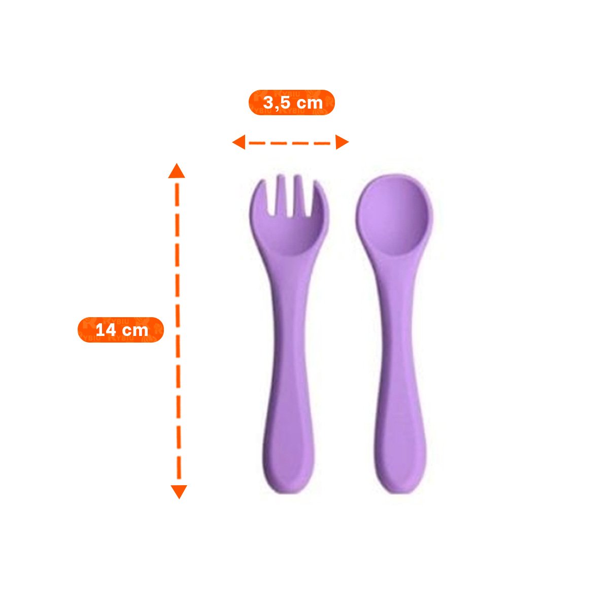 PACK2 SET DE CUCHARA Y TENEDOR INFANTIL EN COLOR MORADO MATERIAL SILICONA Y+PAPEL REGALO - 4