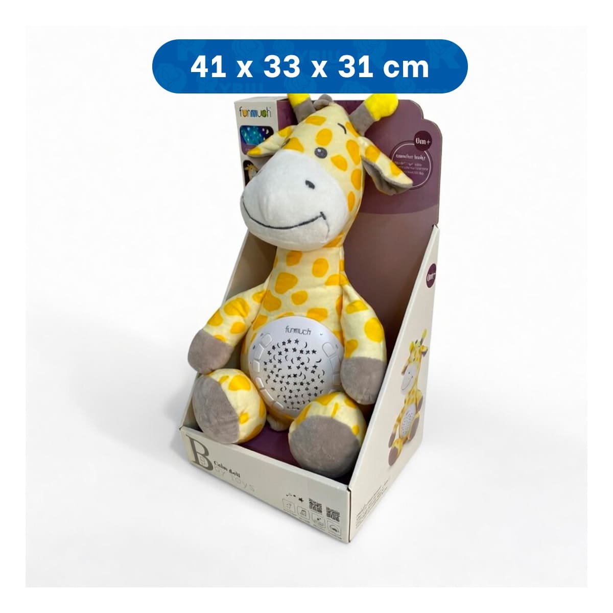 PACK2 FIGURA SUAVE EN FORMA DE JIRAFA EN COLOR AMARILLO CON PROYECTOR Y+PAPEL REGALO - 4