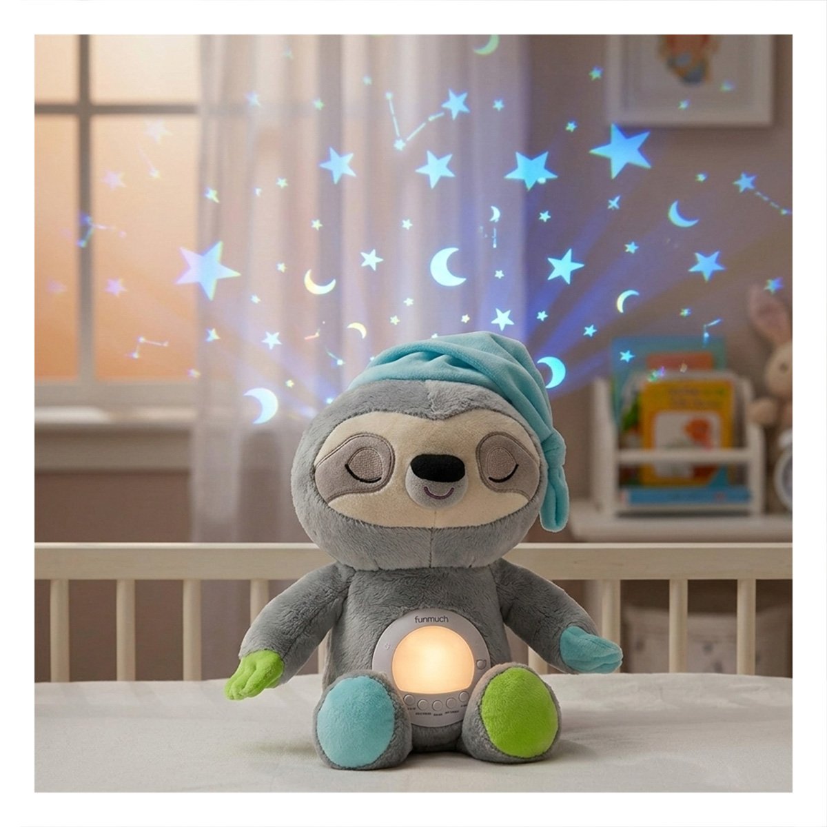 PACK2 FIGURA SUAVE EN FORMA DE OSO PEREZOSO EN COLOR PLOMO CON PROYECTOR Y+PAPEL REGALO - 5