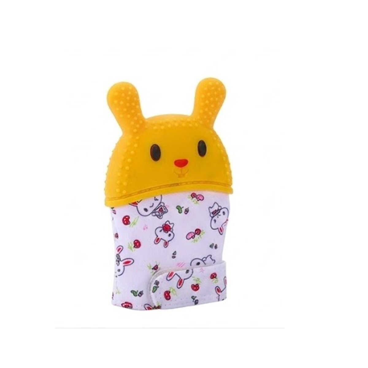 PACK4 GUANTE MORDEDOR SUAVE EN COLOR AMARILLO TIPO FORMA DE CONEJO INFANTIL Y+PAPEL REGALO - 3
