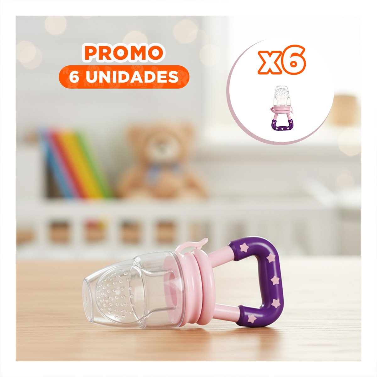PACK6 BOQUILLA EN COLOR MORADO CON SILICONA FLEXIBLE Y ESTRELLITAS INTEGRADAS Y+REGALO STICKER - 1