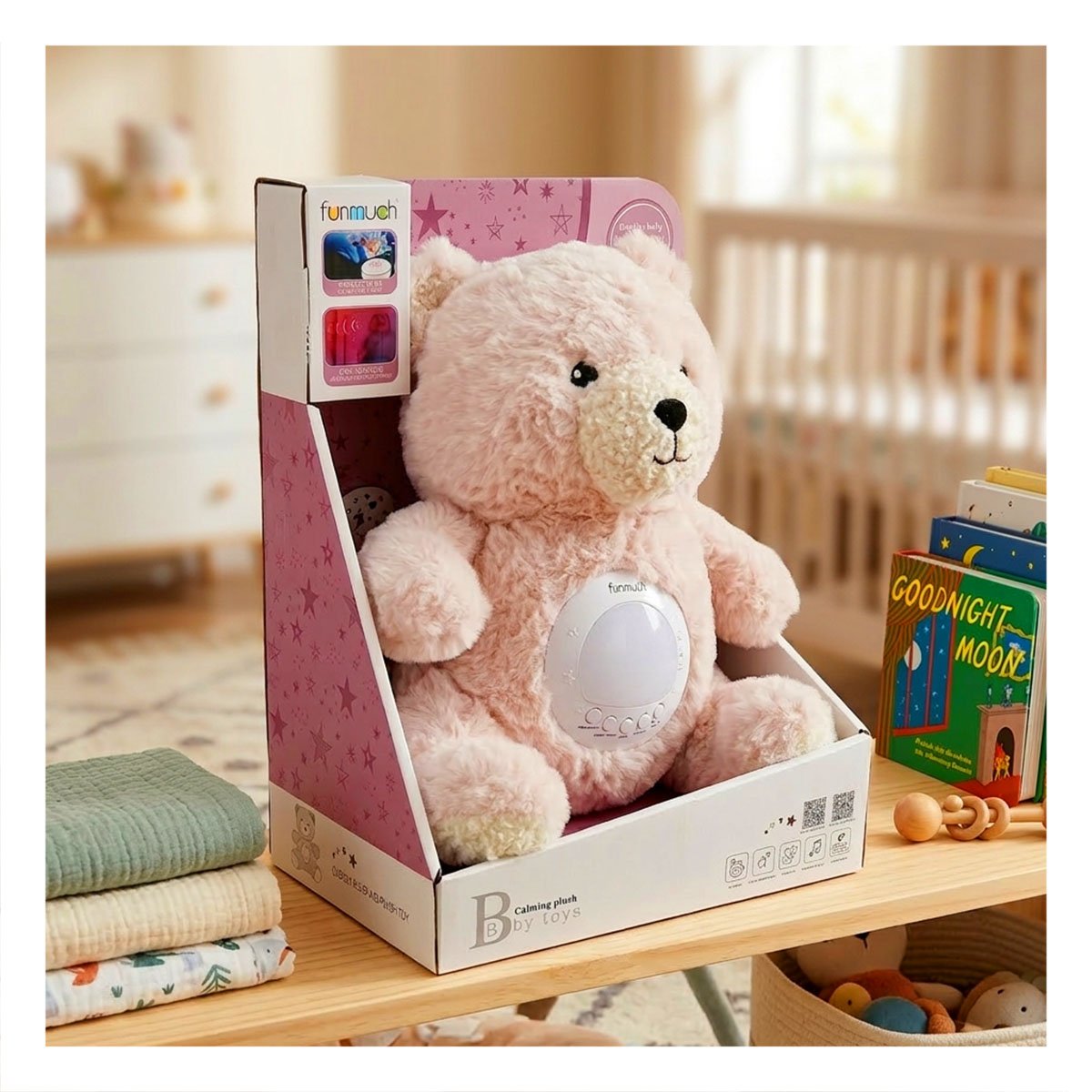 PACK2 PELUCHE EN FORMA DE OSO CON SONIDO AMBIENTAL Y PROYECTOR EN COLOR BEIGE - 5