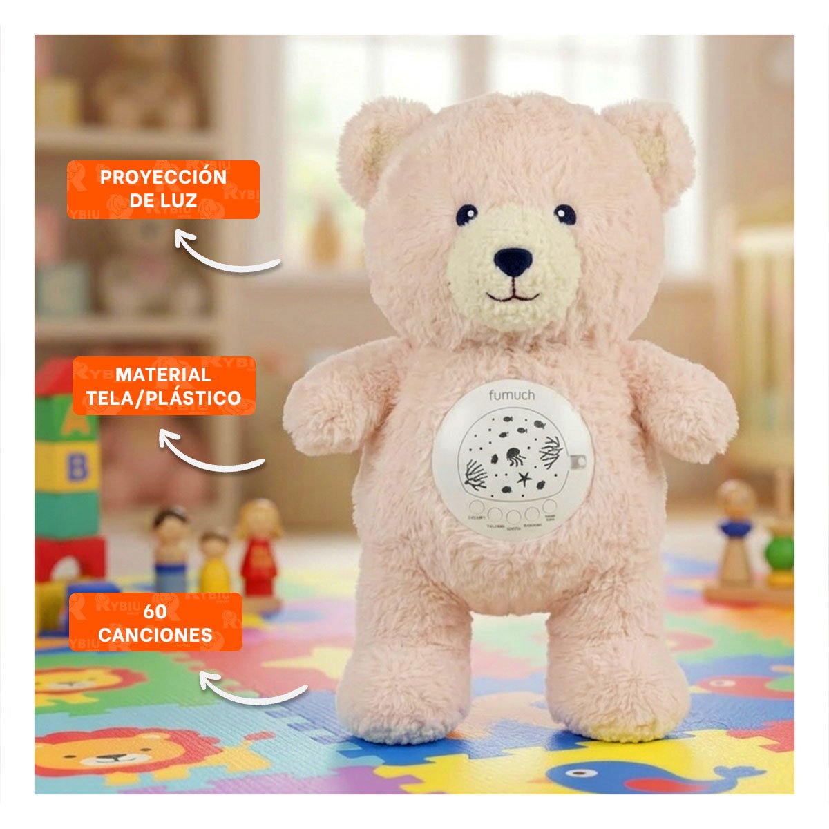 PACK4 FIGURA EN FORMA DE OSO EN COLOR BEIGE CON SISTEMA PROYECTOR Y+PAPEL REGALO - 5
