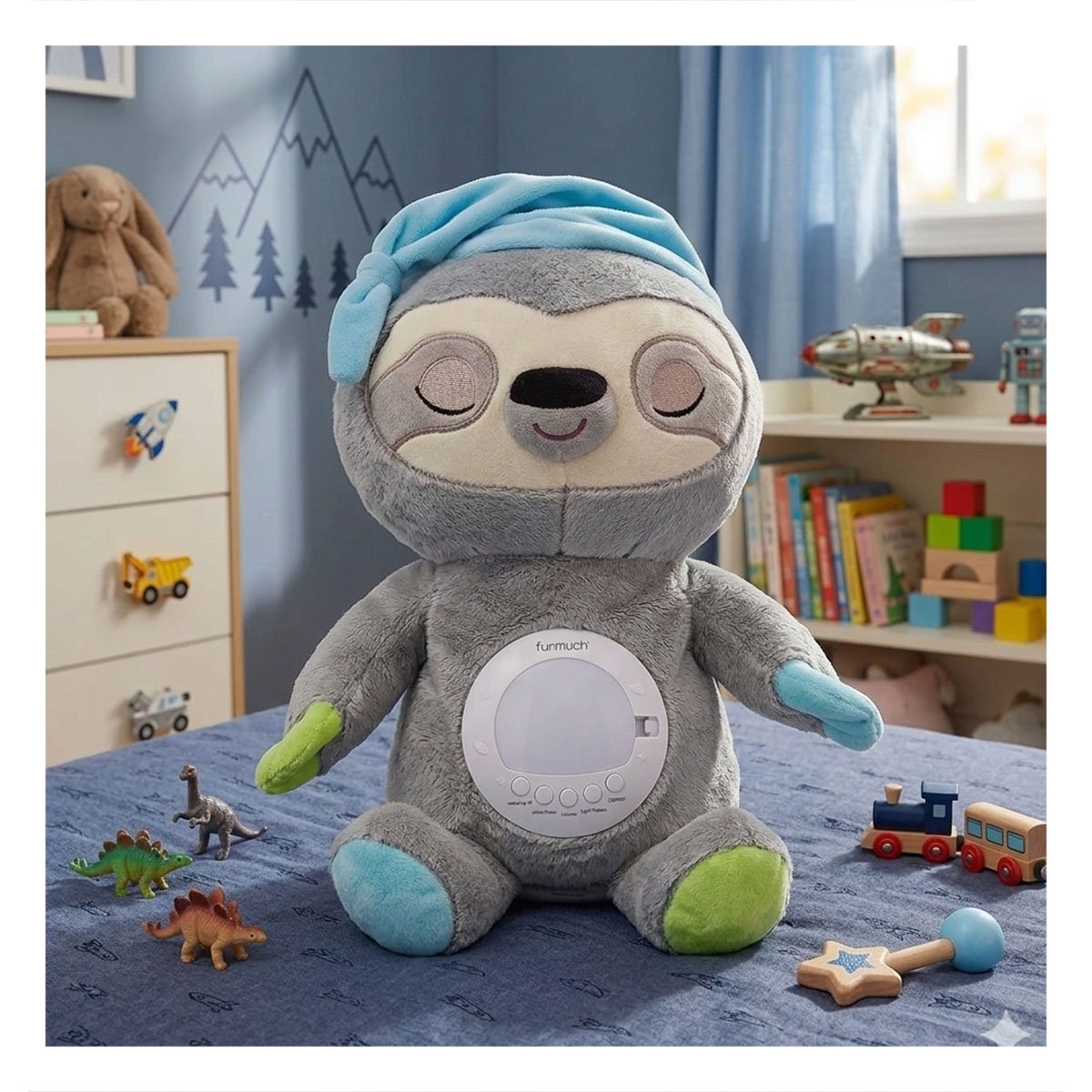 MUNECO PLOMO EN FORMA DE EN FORMA DE OSO PEREZOSO CON PROYECTOR Y SONIDO Y+LIGAS REGALO - 1