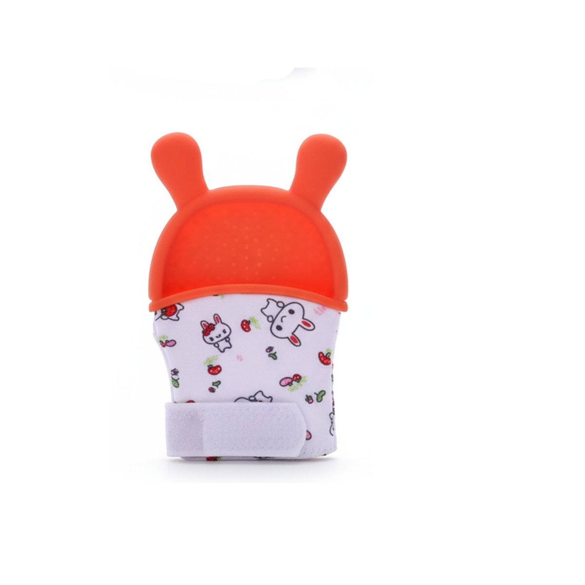 MORDEDOR EN COLOR NARANJA EN FORMA DE CONEJO PARA DENTICION INFANTIL Y+LIGAS REGALO - 3