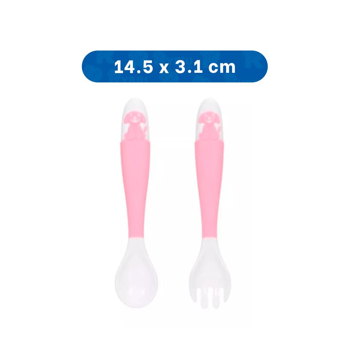 PACK6 CONJUNTO EN ROSADO CON ESTUCHE INCLUYE CUCHARA Y TENEDOR FORMA PERRITO Y+REGALO STICKER - 4