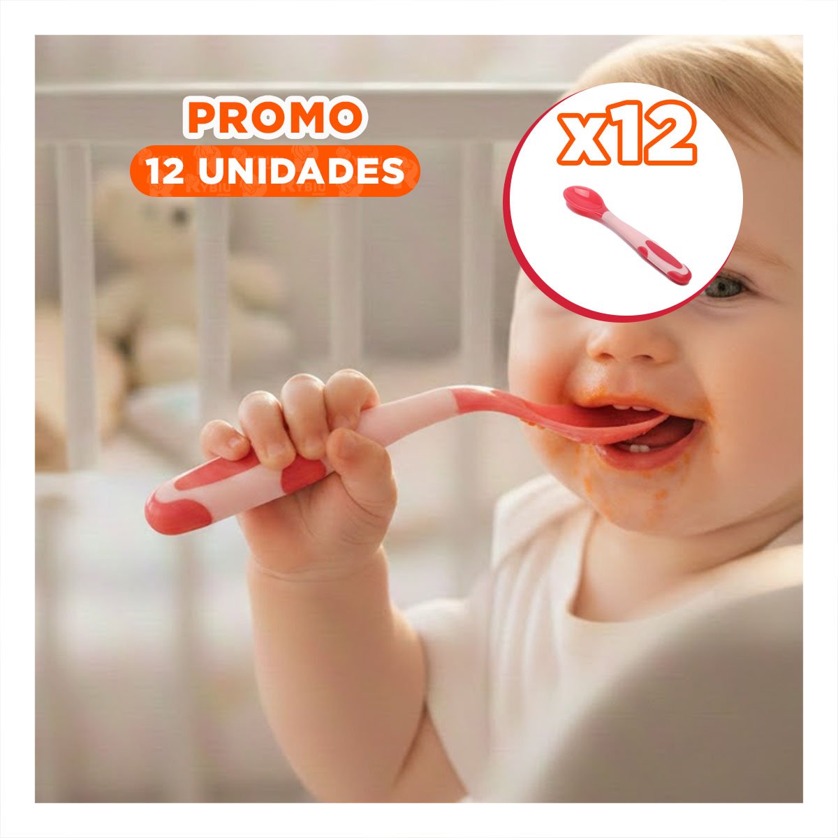 PACK12 ALIMENTADOR ERGONOMICO EN COLOR ROJO EN MATERIAL SILICONA FLEXIBLE - 1