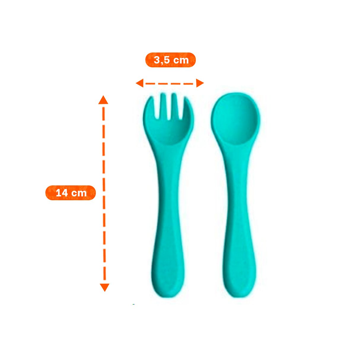PACK4 SET INFANTIL EN COLOR VERDE CON CUCHARA Y TENEDOR FABRICADOS EN SILICONA - 4