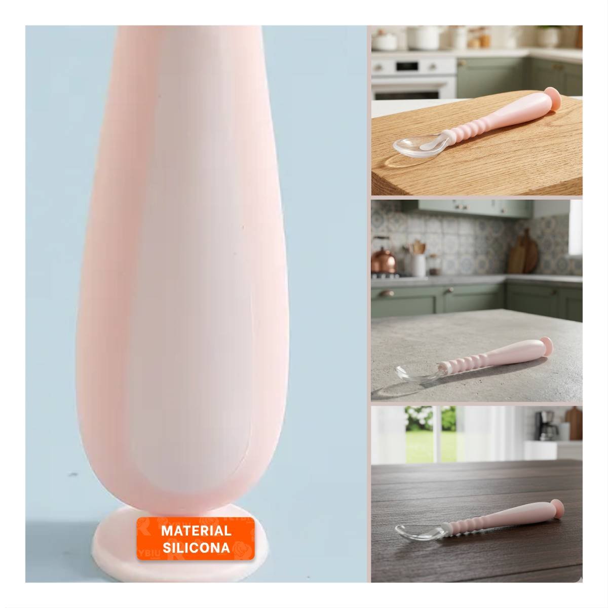 ALIMENTADOR INFANTIL ROSADO CON 2 CUCHARAS ERGONOMICAS Y ESTUCHE CON VENTOSA - 5