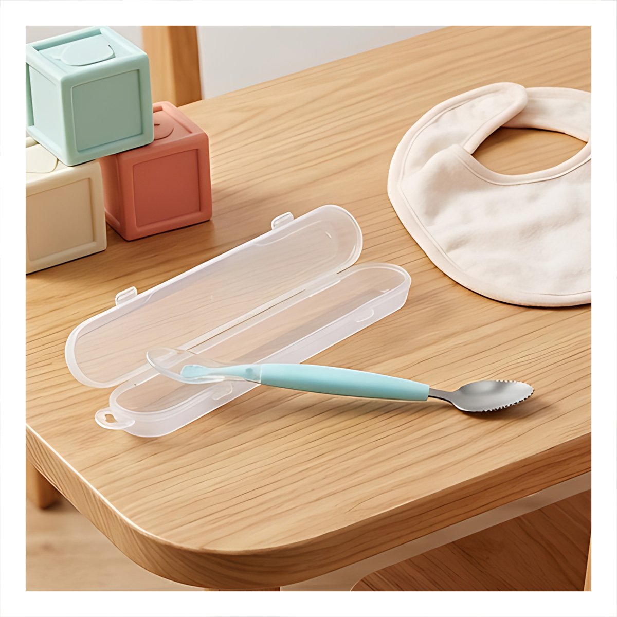 PACK4 CUCHARA EN VERDE AGUA CON SISTEMA DOBLE RASPADOR Y ESTUCHE TRANSPARENTE Y+PAPEL REGALO - 5