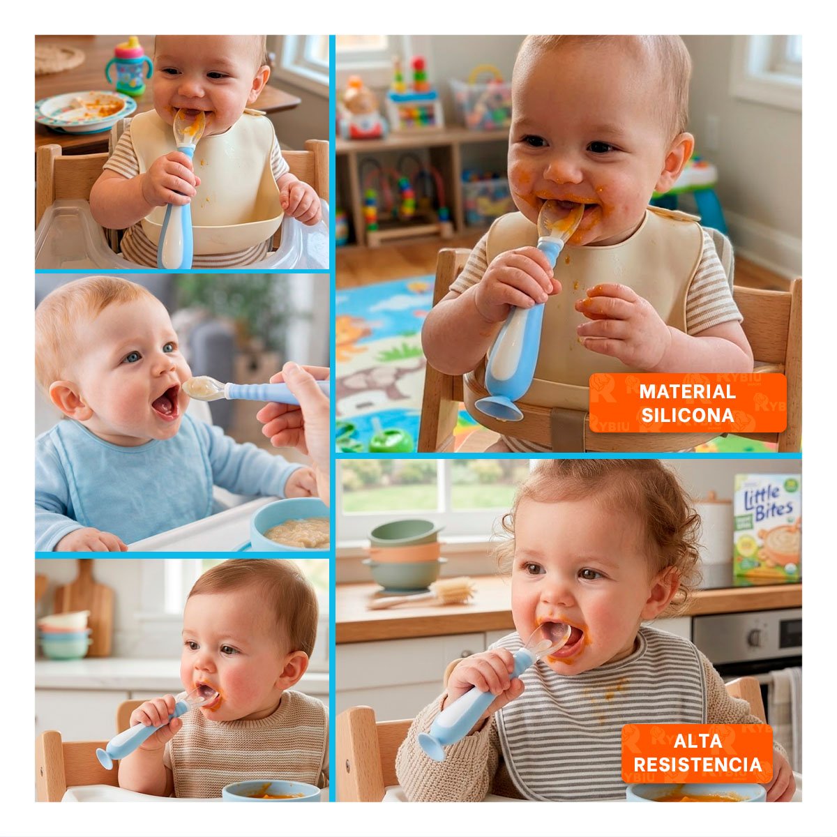 PACK12 ALIMENTADOR PARA BEBE CELESTE CON ESTUCHE PORTATIL Y VENTOSA Y+PAPEL REGALO - 2