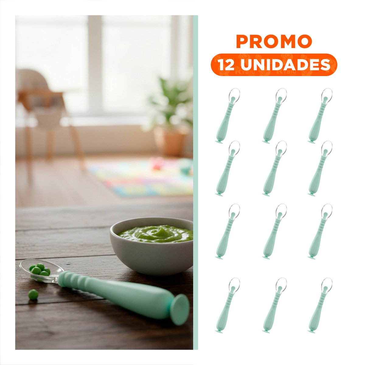 PACK12 ALIMENTADOR VERDE AGUA CON SISTEMA VENTOSA INFERIOR Y ESTUCHE SEGURO Y+REGALO STICKER - 1