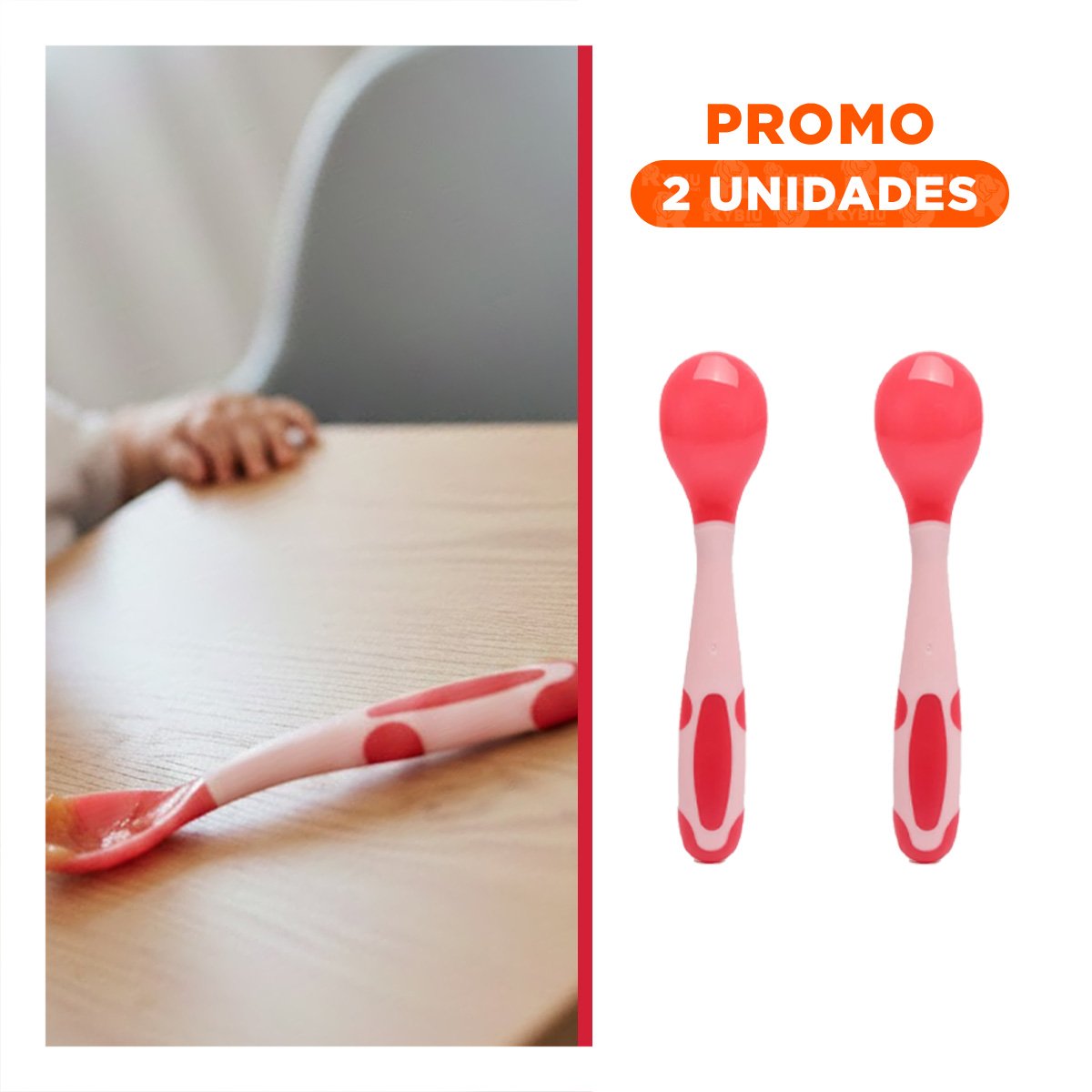 PACK2 CUCHARA ERGONOMICA PARA BEBE EN SILICONA EN COLOR ROJO DE USO DIARIO - 1