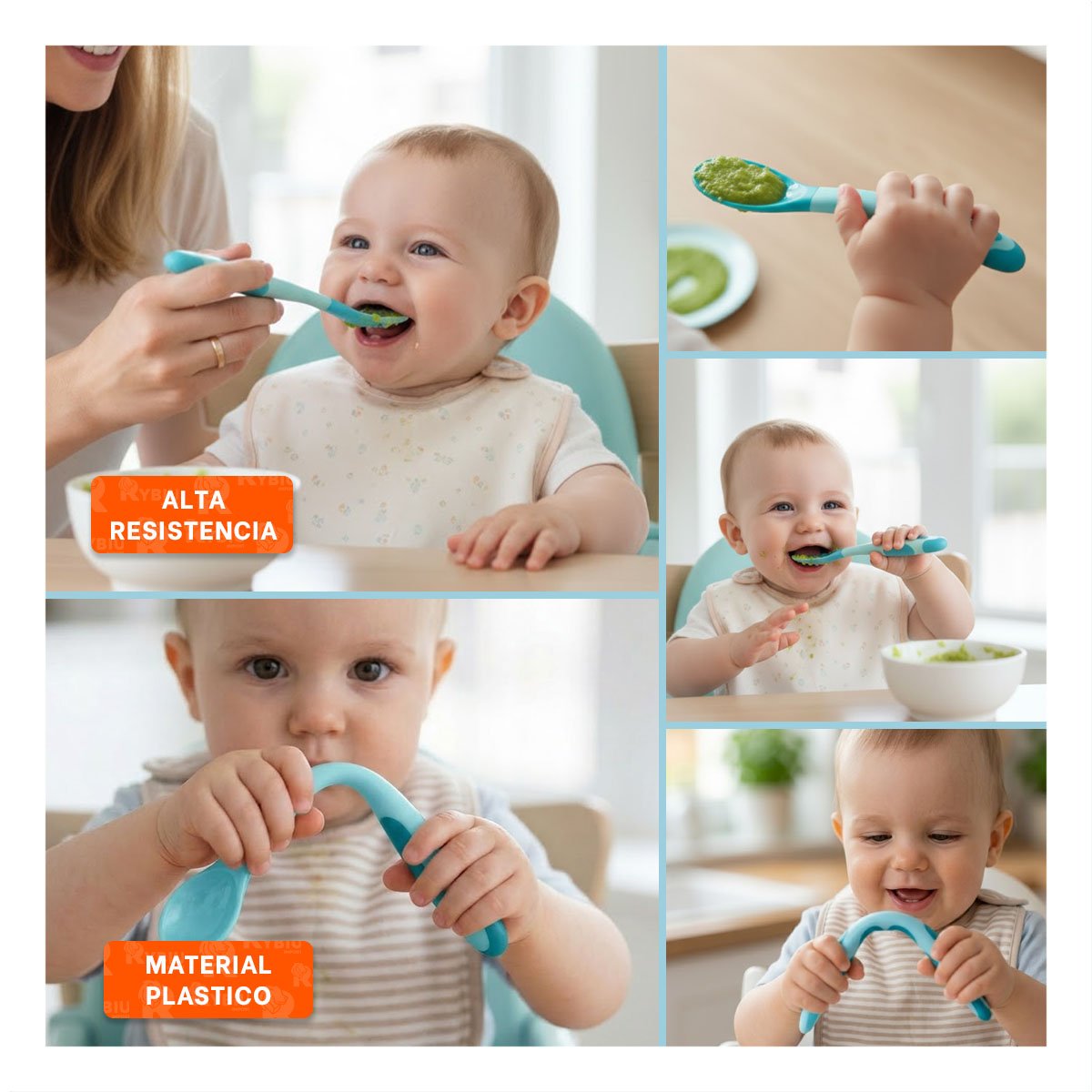 UTENSILIO ERGONOMICO EN COLOR CELESTE DE USO DIARIO EN SILICONA Y+LIGAS REGALO - 5