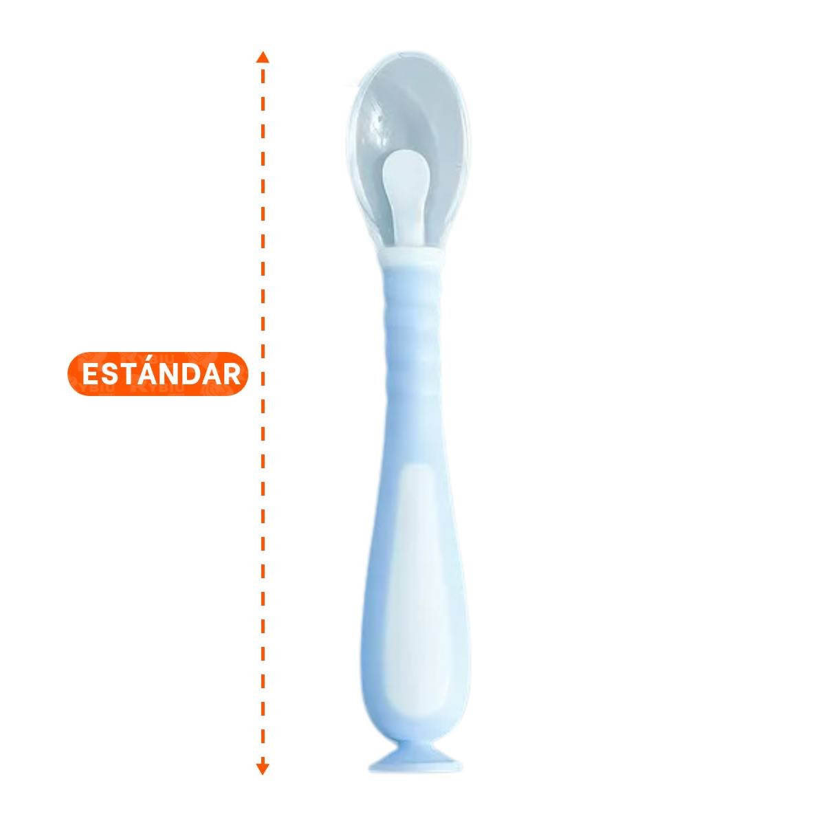 SET ERGONOMICO CELESTE CON 2 CUCHARAS INFANTILES Y ESTUCHE SEGURO Y+REGALO STICKER - 4