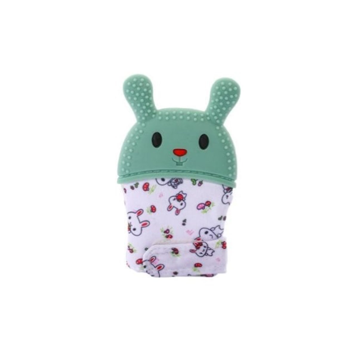 PACK2 GUANTE MORDEDOR INFANTIL EN COLOR VERDE AGUA CON FORMA DE CONEJO Y+REGALO STICKER - 2