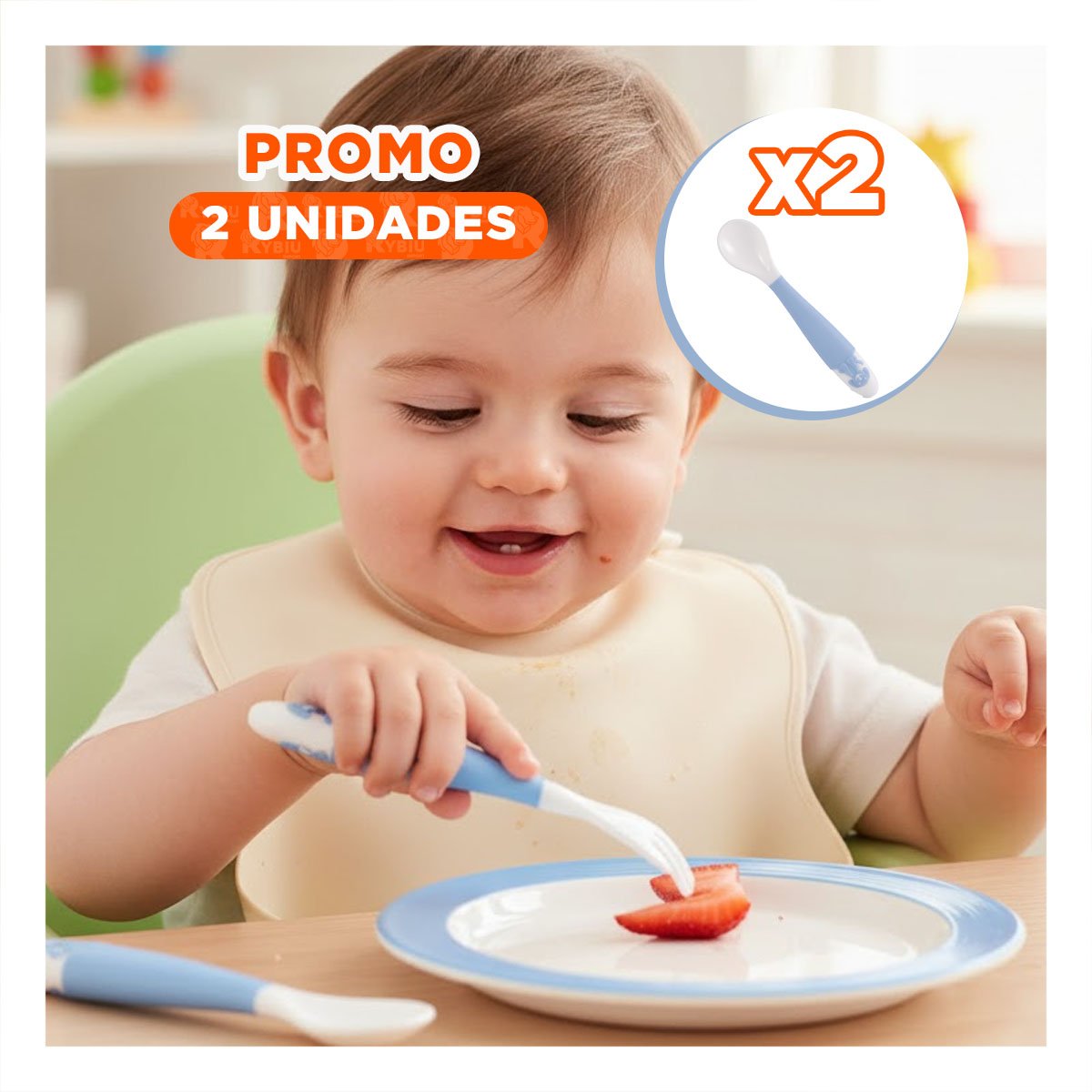 PACK2 SET EN AZUL INFANTIL CON CUCHARA Y TENEDOR EN FORMA PERRITO CON ESTUCHE Y+REGALO STICKER - 1
