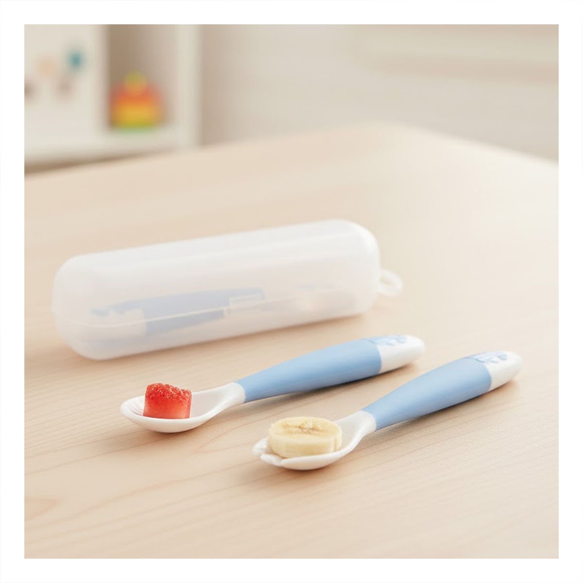 PACK2 SET EN AZUL INFANTIL CON CUCHARA Y TENEDOR EN FORMA PERRITO CON ESTUCHE Y+REGALO STICKER - 3