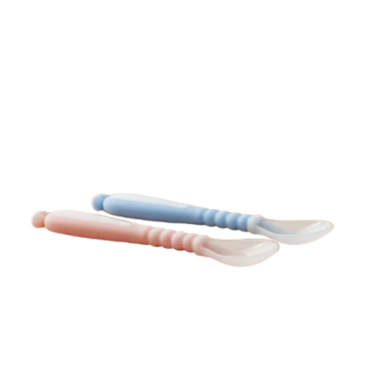 SET DE 2 CUCHARAS CELESTE Y ROSADO CON ESTUCHE PORTATIL Y VENTOSA INFERIOR Y+PAPEL REGALO - 1