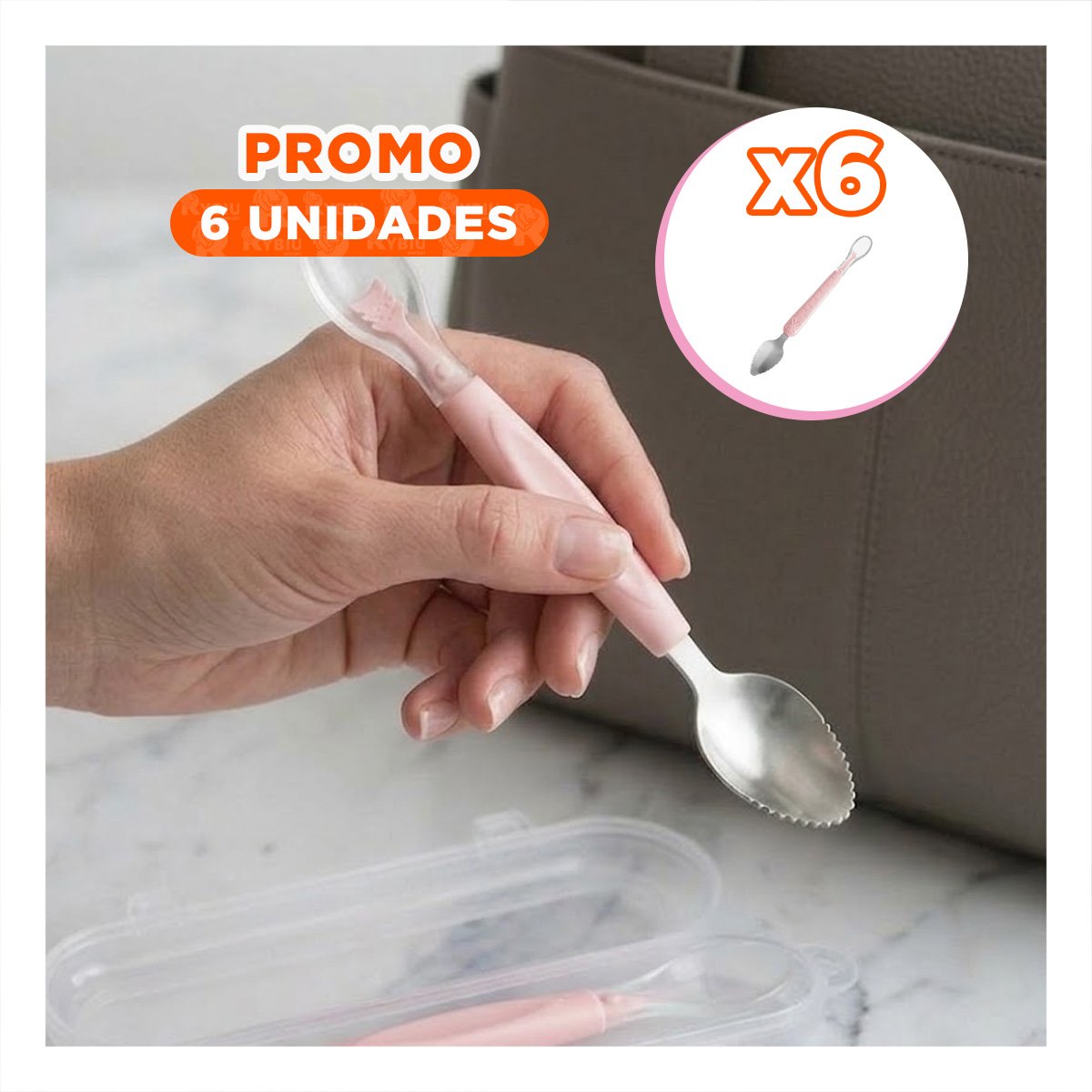PACK6 ACCESORIO RASPADOR DOBLE EN EN COLOR ROSADO CON ESTUCHE TRANSPARENTE Y+REGALO STICKER - 1