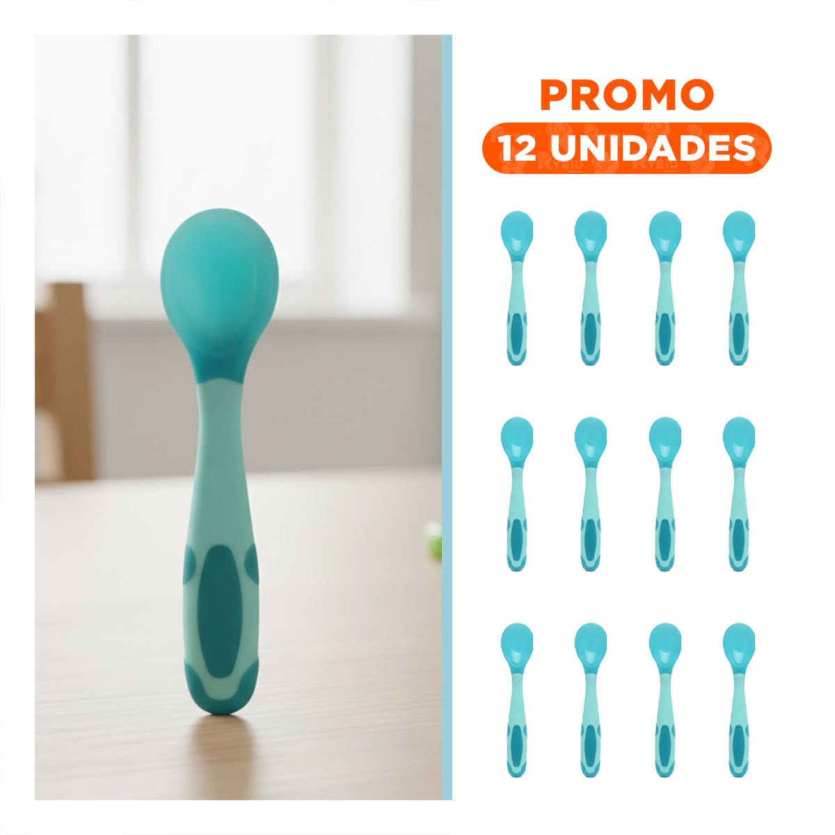 PACK12 ALIMENTADOR EN COLOR CELESTE FABRICADO EN SILICONA ERGONOMICA INFANTIL Y+REGALO STICKER - 1