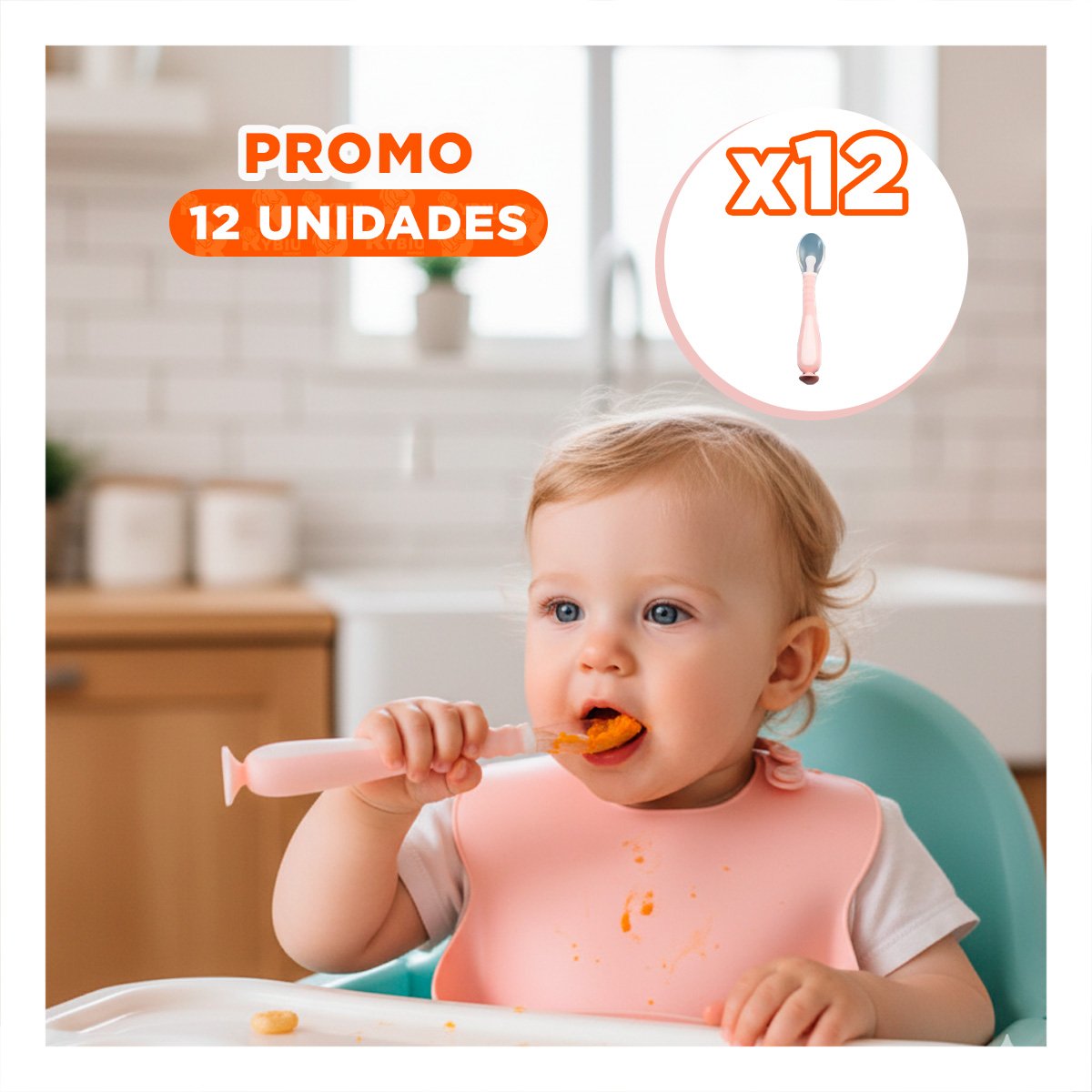 PACK12 ALIMENTADOR ERGONOMICO ROSADO CON VENTOSA ESTABLE INCLUYE ESTUCHE - 1