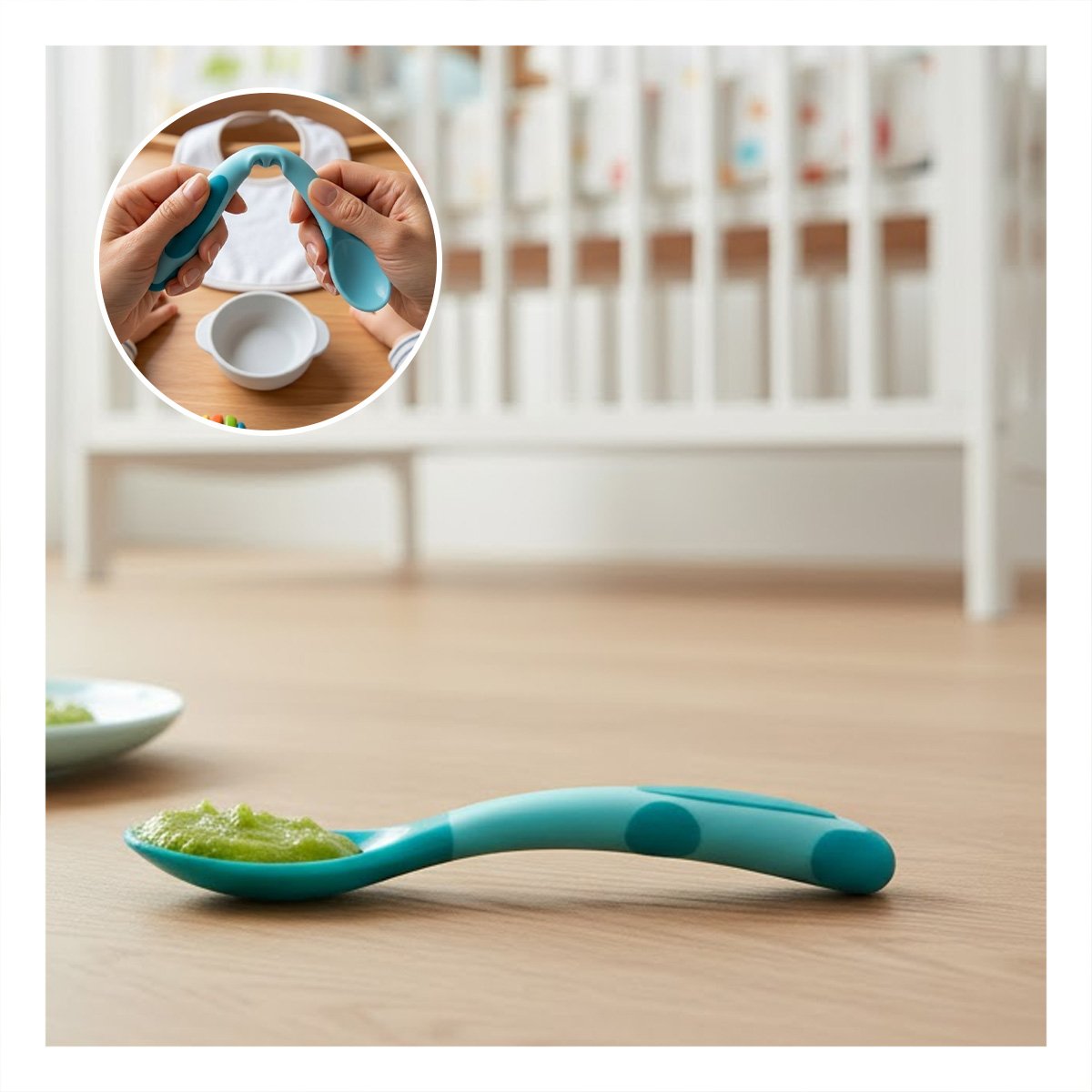 PACK2 CUCHARA ERGONOMICA PARA BEBE EN SILICONA EN COLOR CELESTE DE USO DIARIO - 5