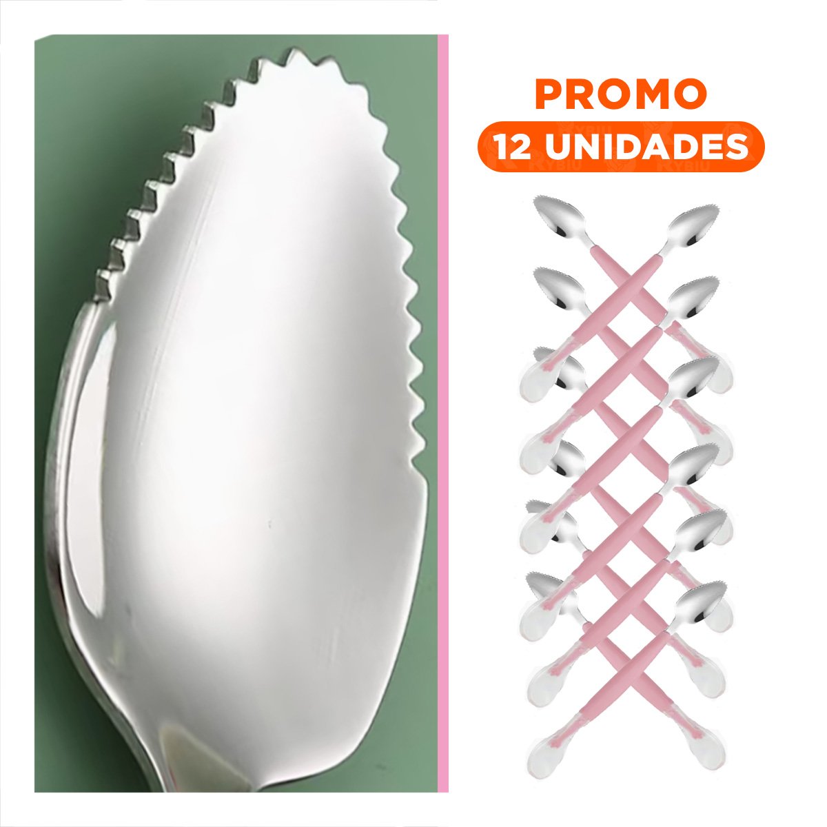 PACK12 ACCESORIO DOBLE RASPADOR CON ESTUCHE TRANSPARENTE EN COLOR ROSADO Y+REGALO STICKER - 1