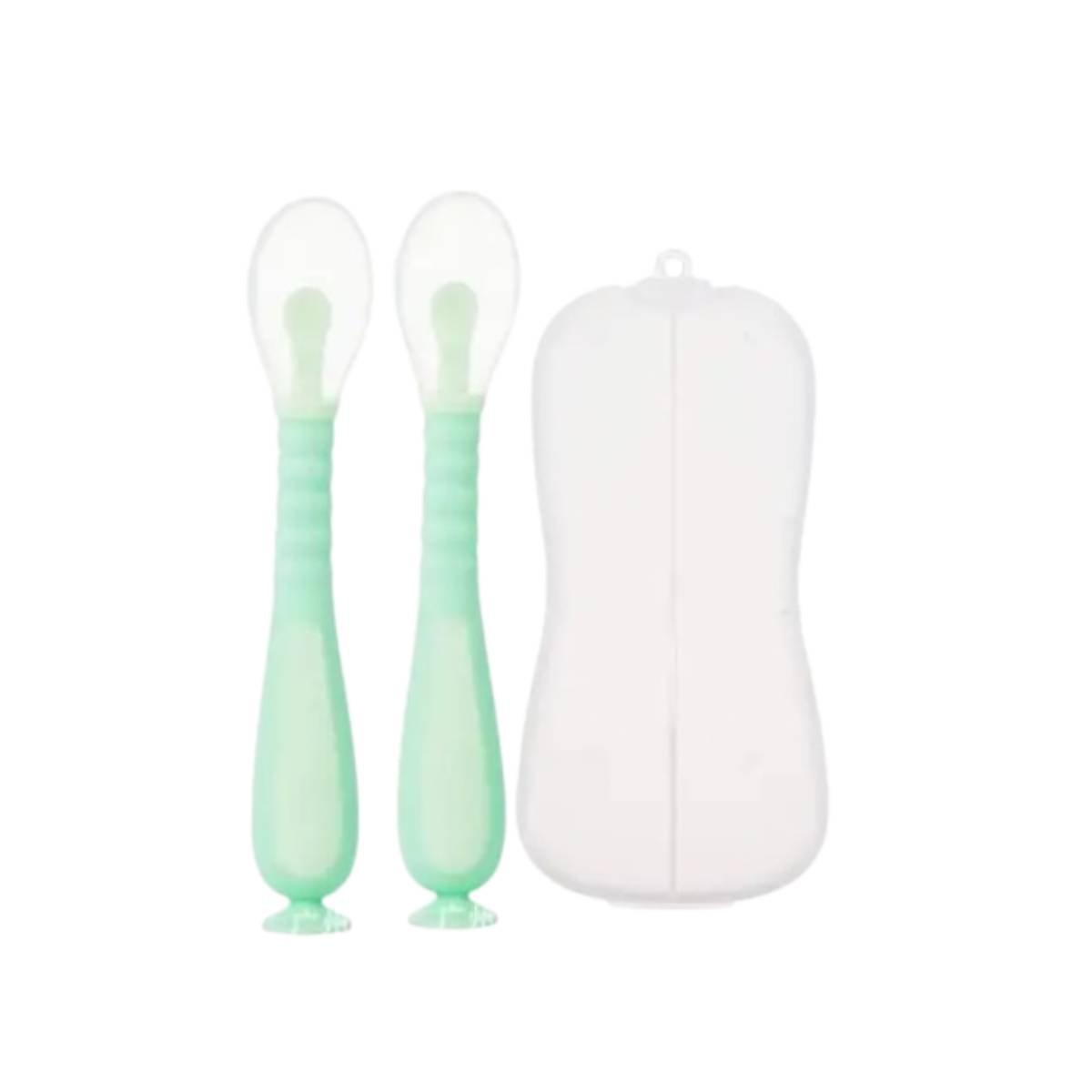 SET ERGONOMICO VERDE AGUA CON 2 CUCHARAS INFANTILES Y ESTUCHE SEGURO Y+REGALO STICKER - 3