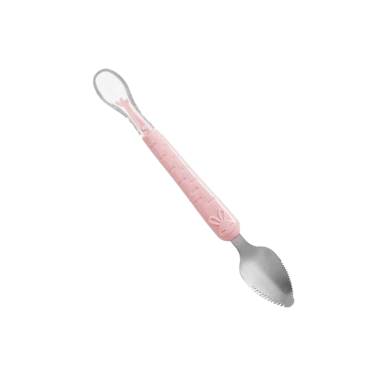 UTENSILIO DOBLE CON CONEJO ESTAMPADO Y ACABADO EN COLOR ROSADO RASPADOR Y+REGALO STICKER - 3