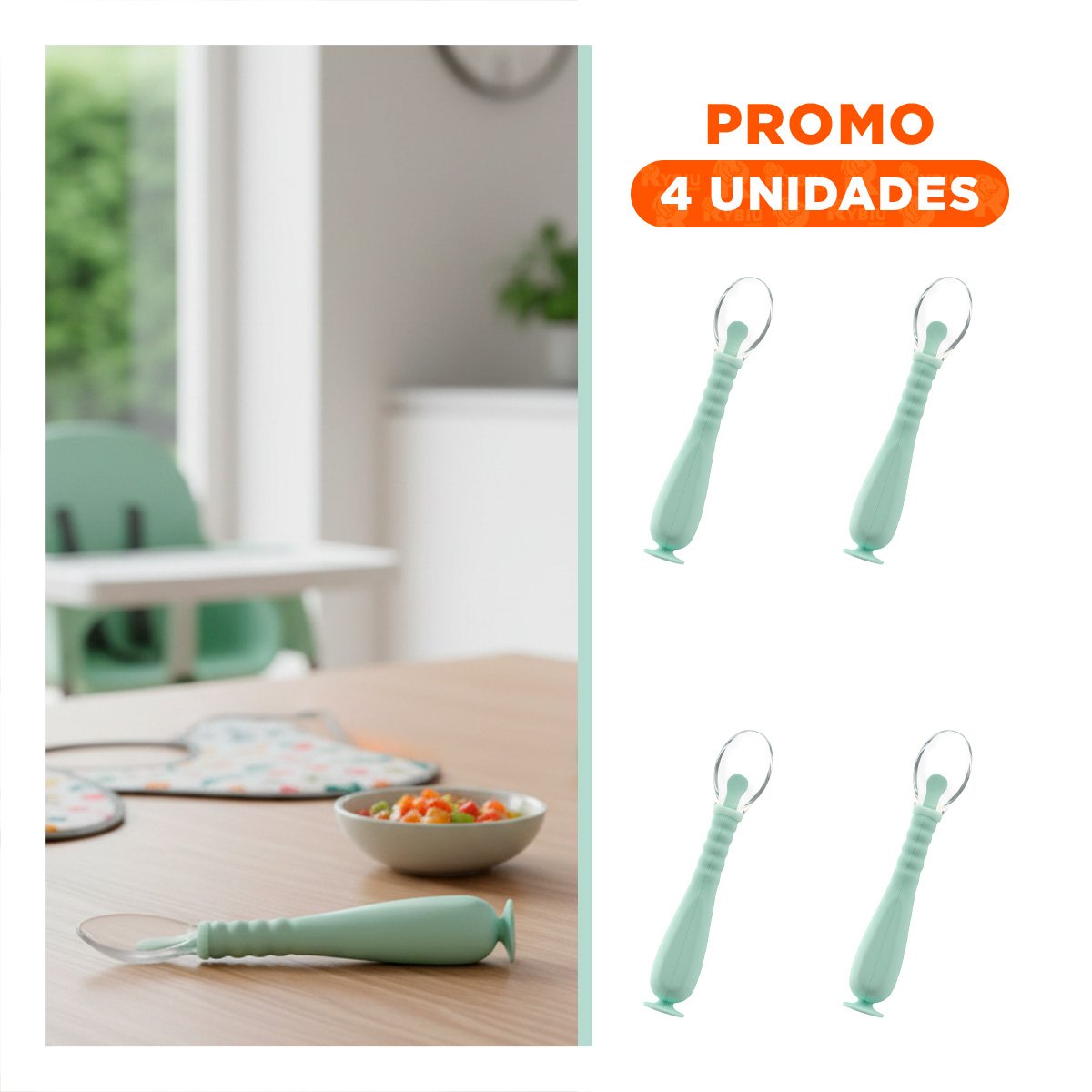 PACK4 ACCESORIO ERGONOMICO VERDE AGUA CON VENTOSA INTEGRADA INCLUYE ESTUCHE Y+REGALO STICKER - 1