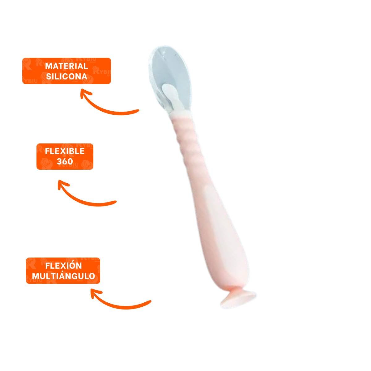 ALIMENTADOR INFANTIL CELESTE Y ROSADO CON 2 CUCHARAS ERGONOMICAS Y ESTUCHE CON VENTOSA - 3