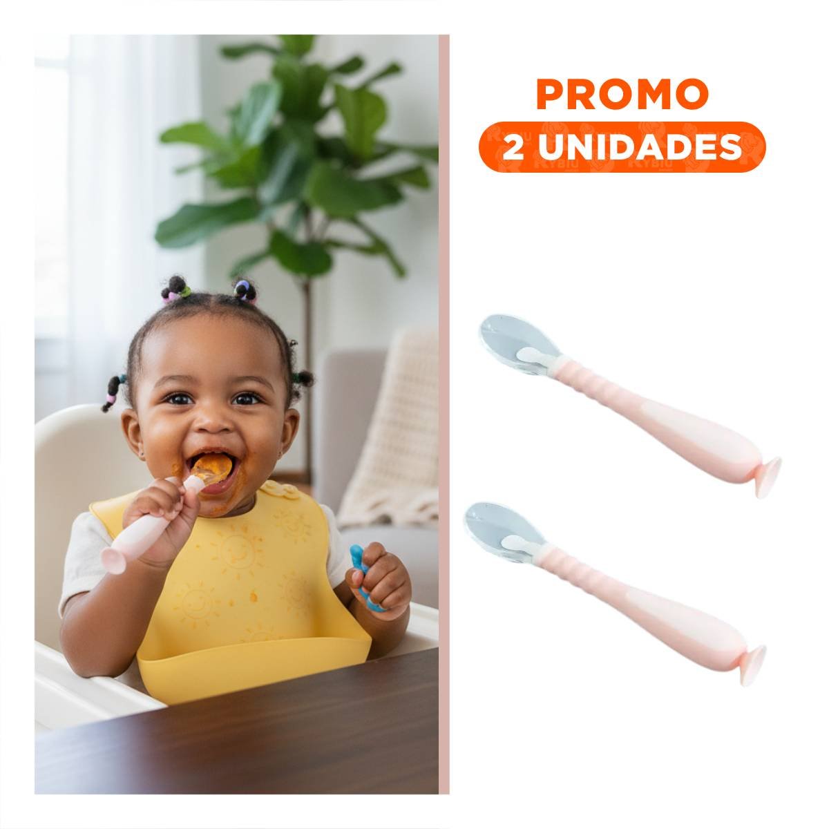 PACK2 CUCHARAS DE ALIMENTACION 2 UNIDADES ROSADO CON ESTUCHE Y SOPORTE VENTOSA - 1