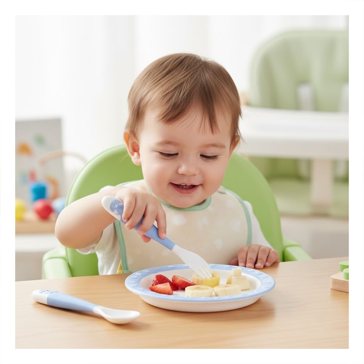PACK2 SET INFANTIL EN COLOR AZUL CON ESTUCHE Y CUCHARA MAS TENEDOR PERRITO - 3