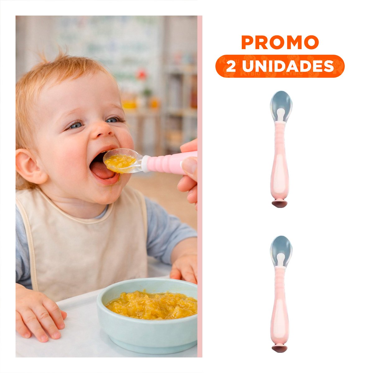 PACK2 CUCHARA ROSADO CON VENTOSA ESTABLE INCLUYE ESTUCHE PARA ALIMENTACION - 1